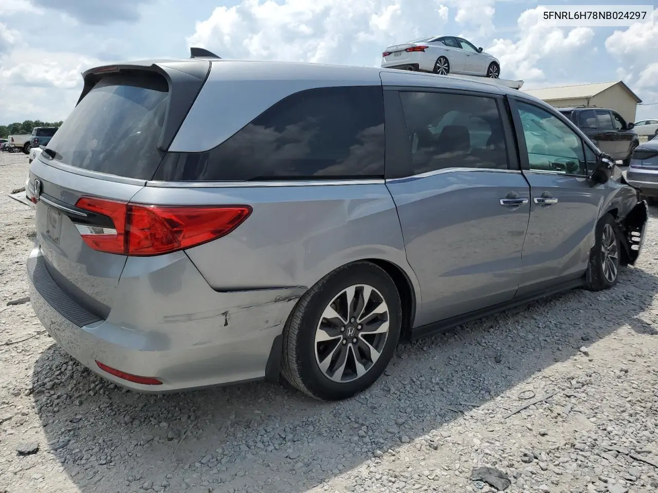 2022 Honda Odyssey Exl VIN: 5FNRL6H78NB024297 Lot: 62714275