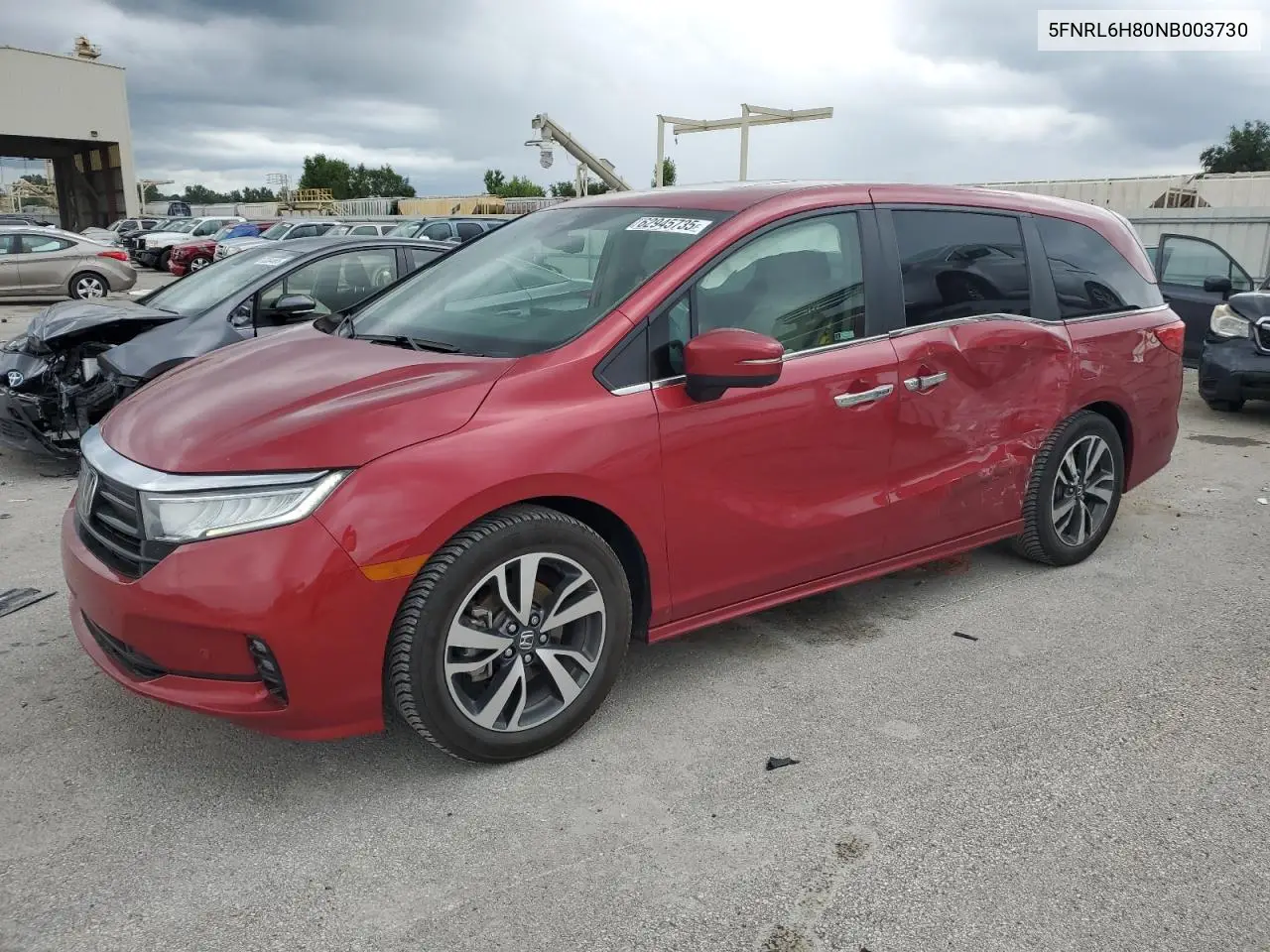 2022 Honda Odyssey Touring VIN: 5FNRL6H80NB003730 Lot: 62945735