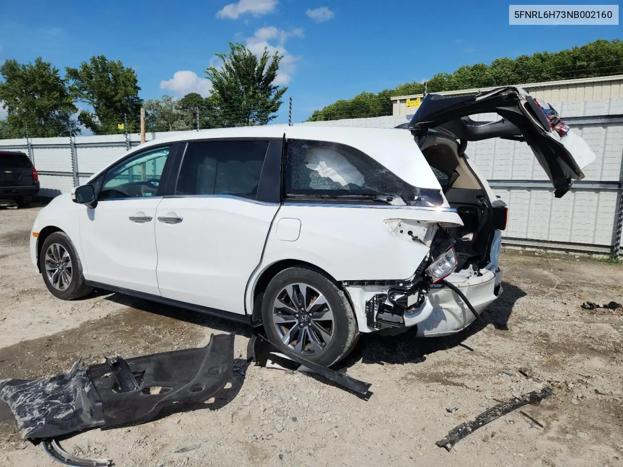 2022 Hond Odyssey Ex-L VIN: 5FNRL6H73NB002160 Lot: 64668905
