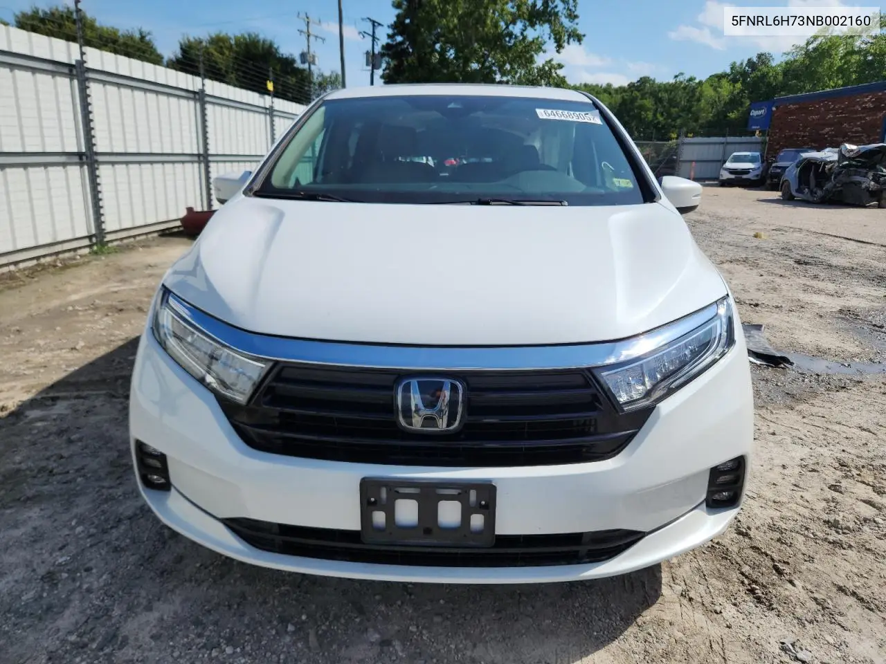 2022 Hond Odyssey Ex-L VIN: 5FNRL6H73NB002160 Lot: 64668905