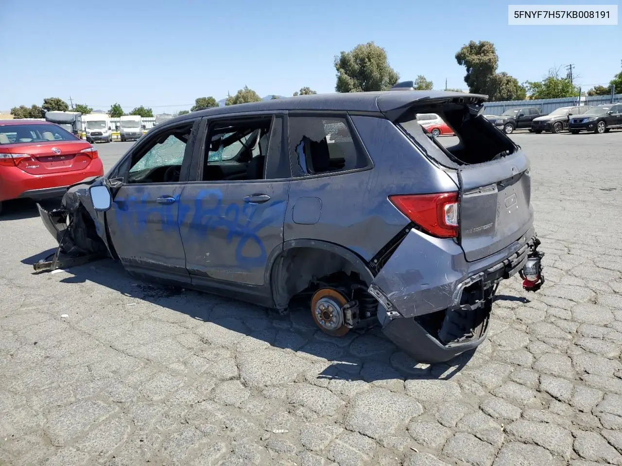 2019 Honda Passport Exl VIN: 5FNYF7H57KB008191 Lot: 61985565