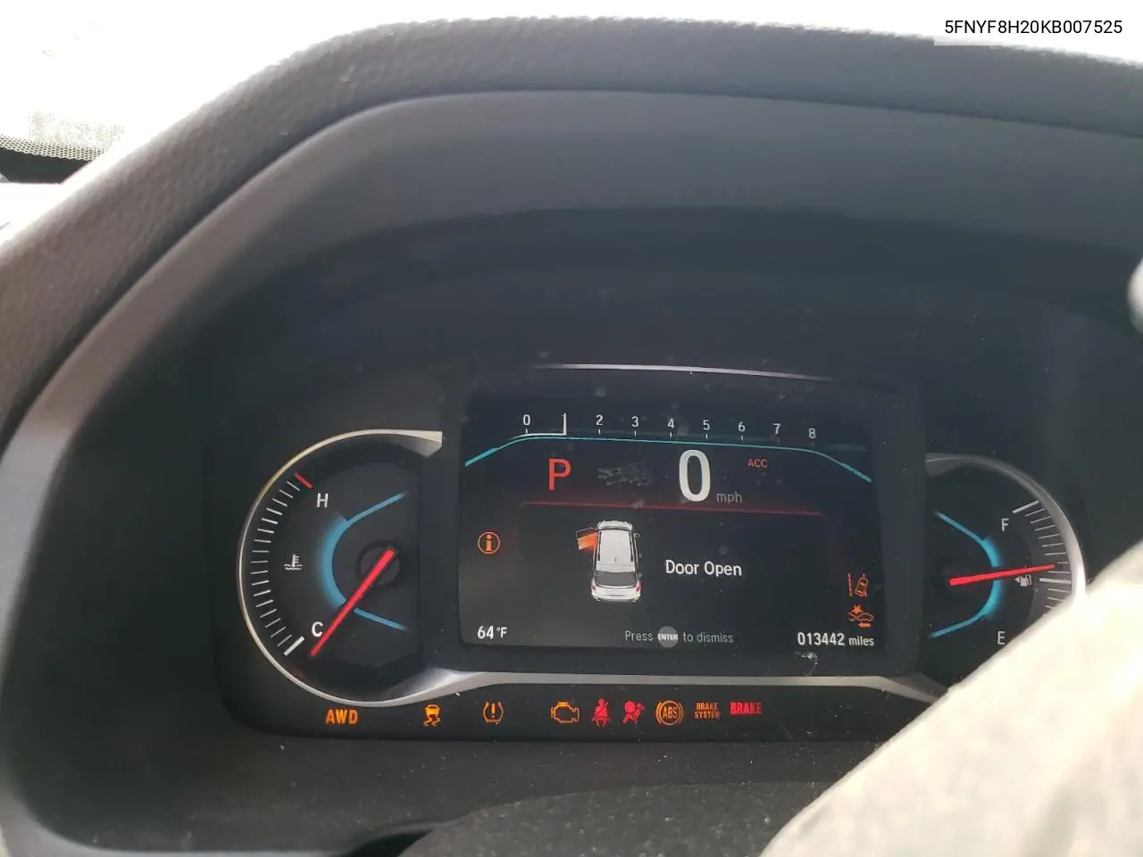 2019 Honda Passport Sport VIN: 5FNYF8H20KB007525 Lot: 62453225