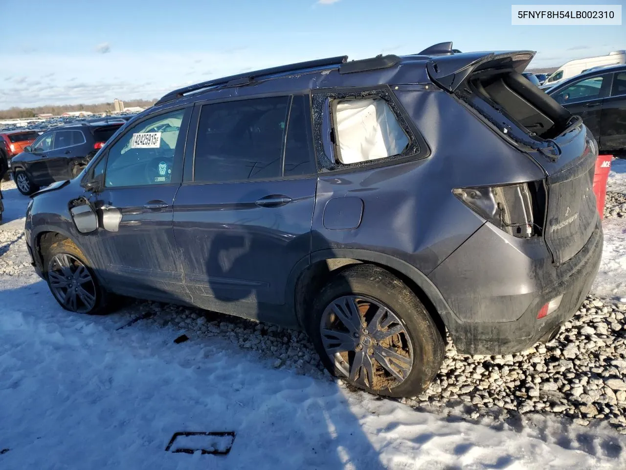 2020 Honda Passport Exl VIN: 5FNYF8H54LB002310 Lot: 42425915