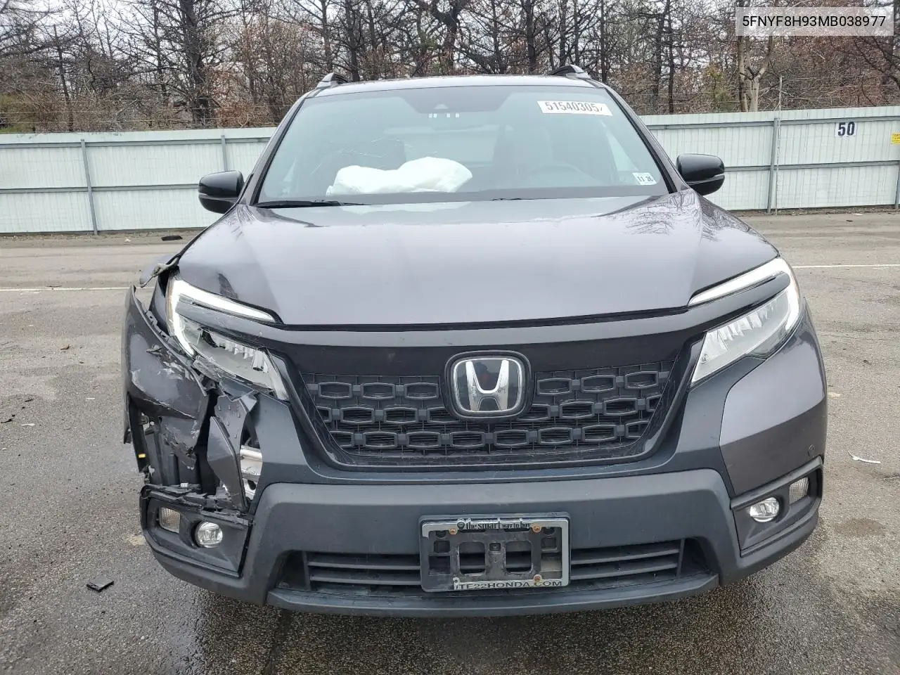 2021 Honda Passport Touring VIN: 5FNYF8H93MB038977 Lot: 51540305