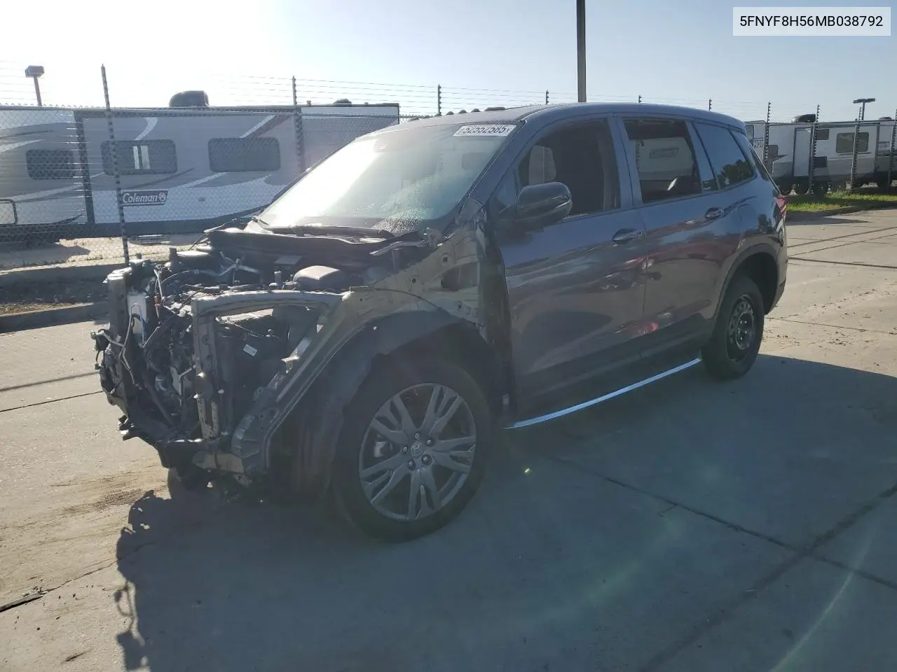 2021 Honda Passport Exl VIN: 5FNYF8H56MB038792 Lot: 52552585