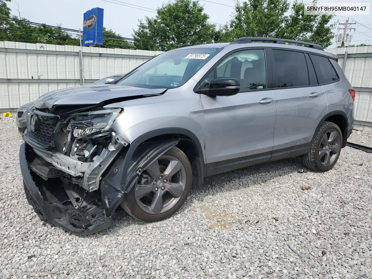 2021 Honda Passport Touring VIN: 5FNYF8H95MB040147 Lot: 59796975