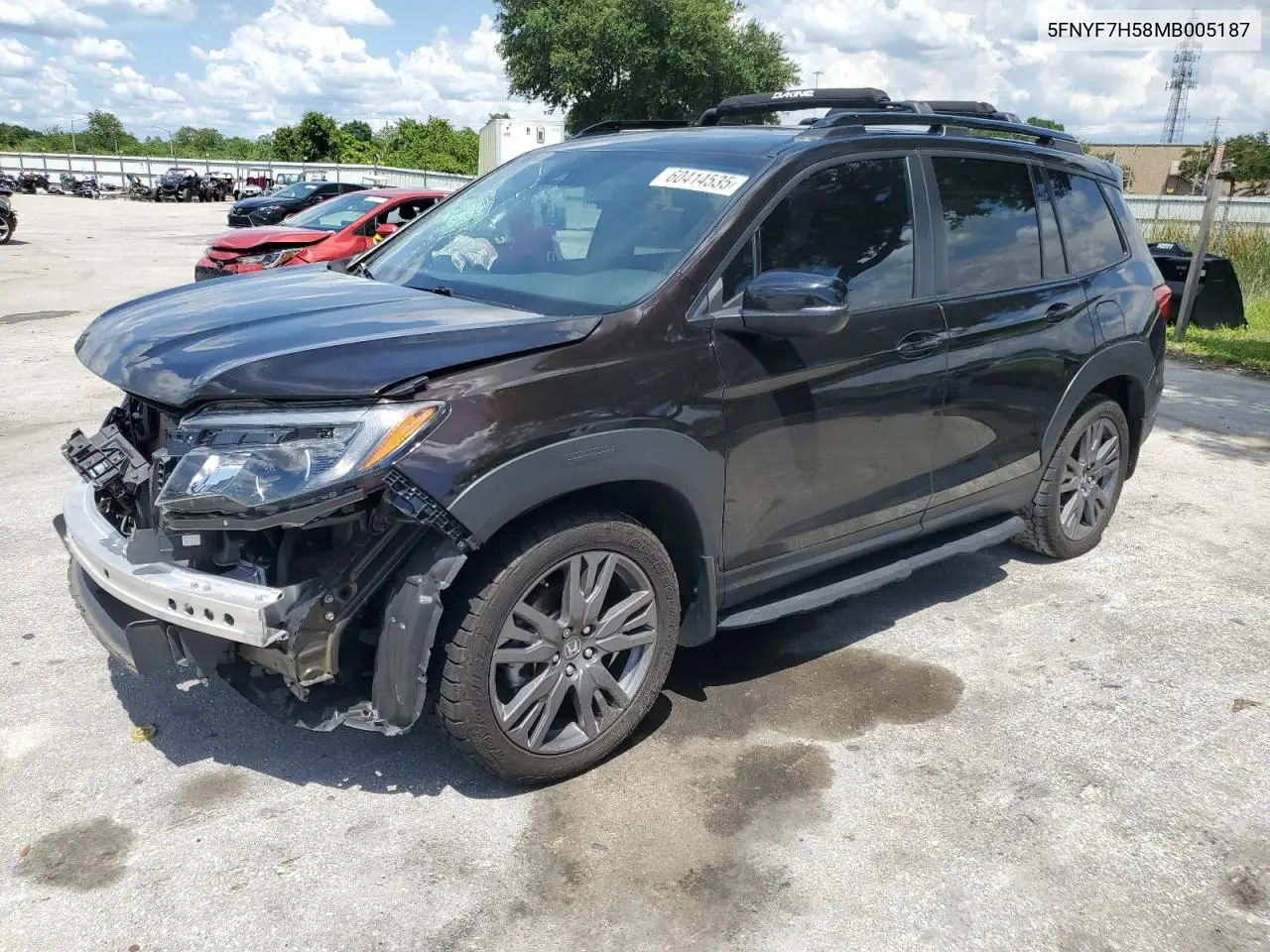 2021 Honda Passport Exl VIN: 5FNYF7H58MB005187 Lot: 60414535