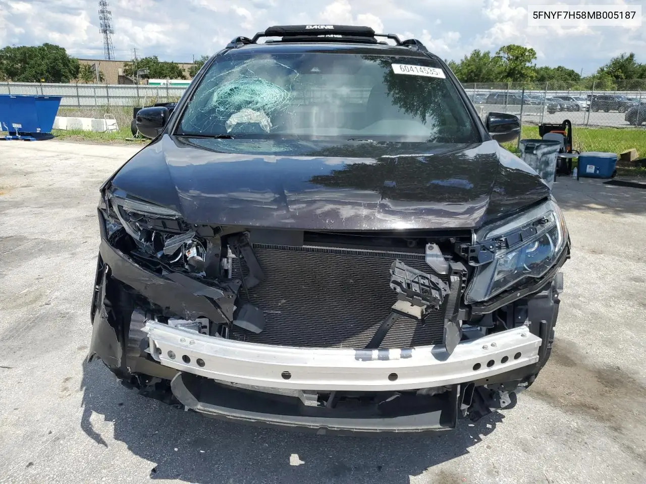 2021 Honda Passport Exl VIN: 5FNYF7H58MB005187 Lot: 60414535