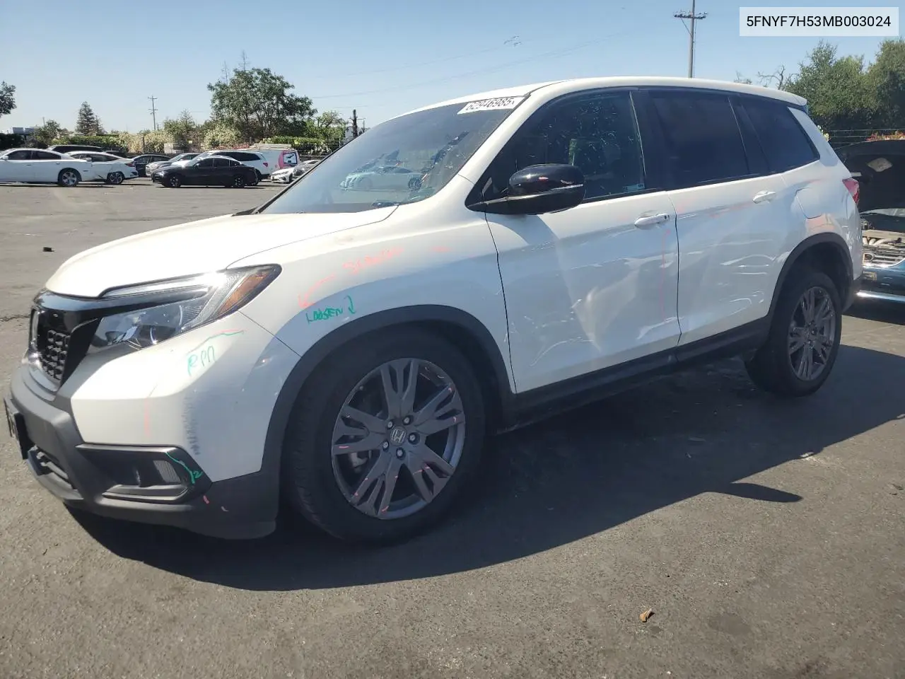 2021 Honda Passport Exl VIN: 5FNYF7H53MB003024 Lot: 62946985