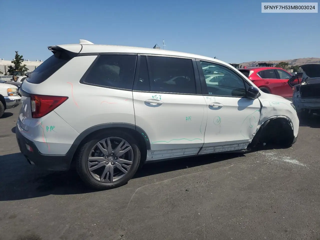 2021 Honda Passport Exl VIN: 5FNYF7H53MB003024 Lot: 62946985