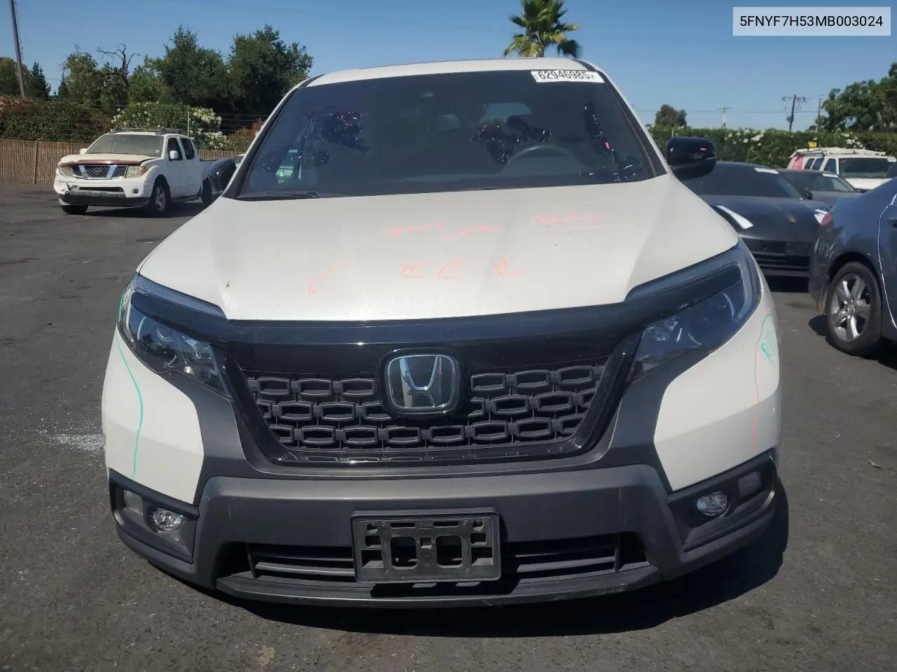 2021 Honda Passport Exl VIN: 5FNYF7H53MB003024 Lot: 62946985