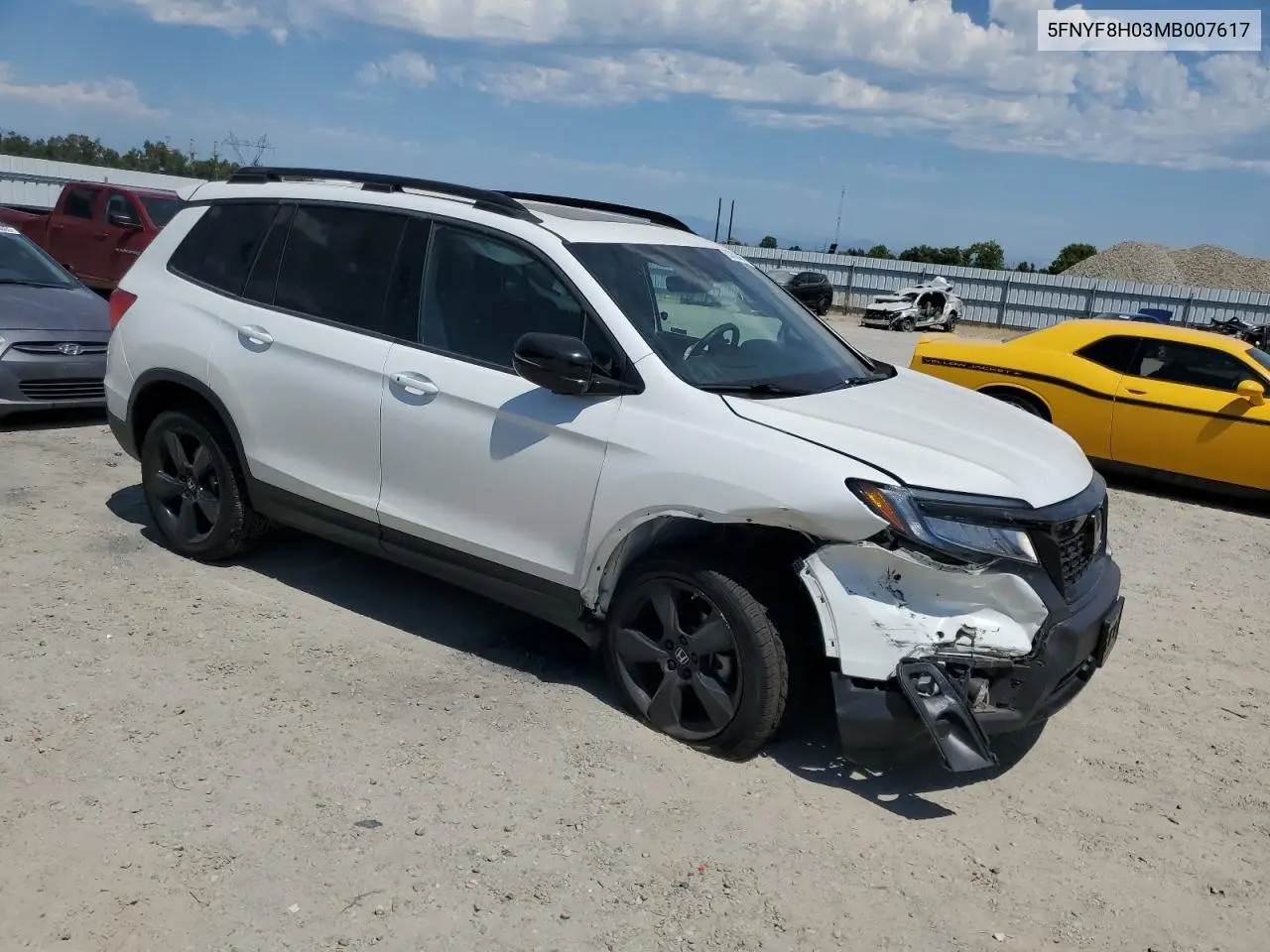 2021 Honda Passport Elite VIN: 5FNYF8H03MB007617 Lot: 63036345