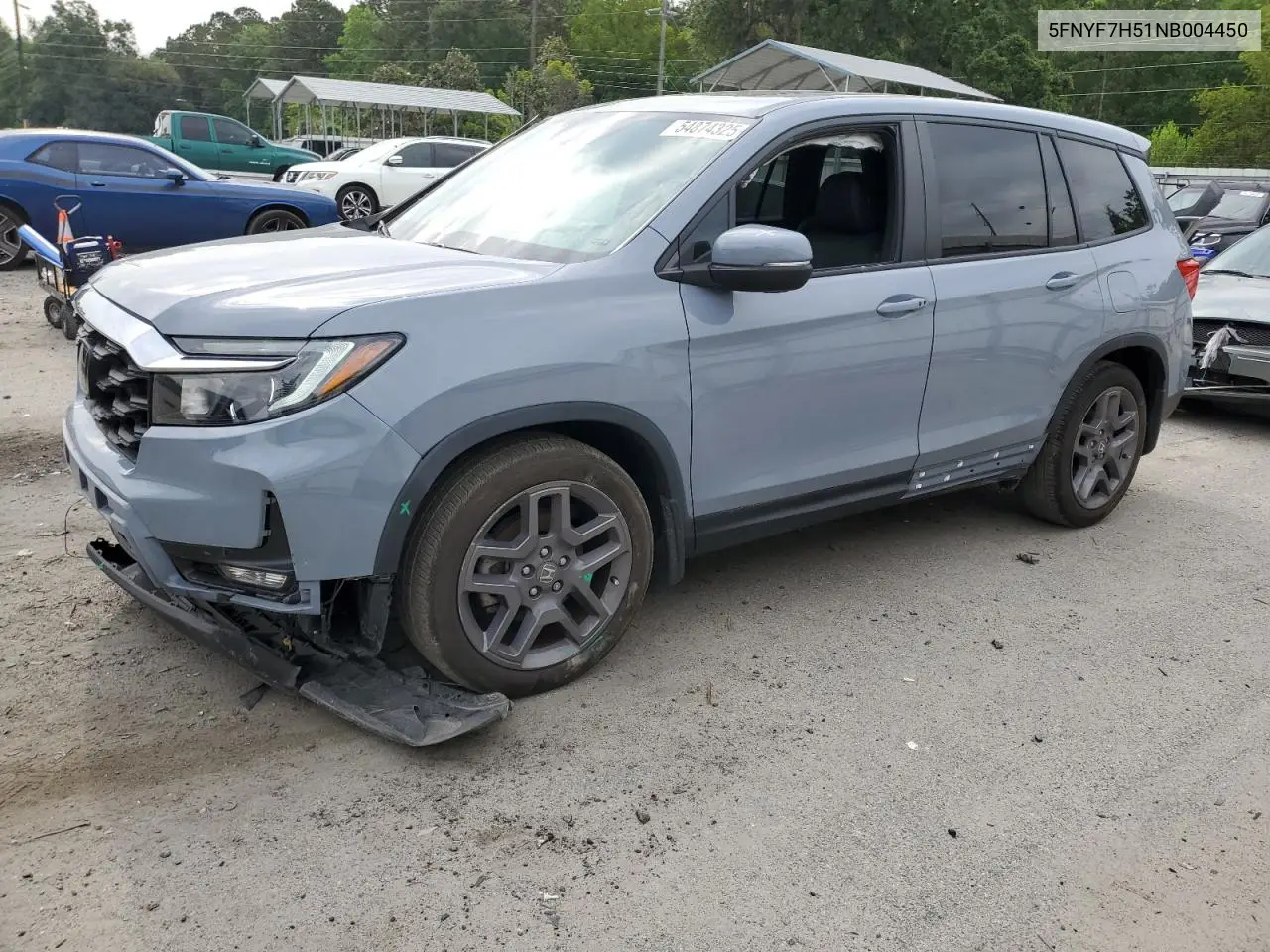 2022 Honda Passport Exl VIN: 5FNYF7H51NB004450 Lot: 54874325