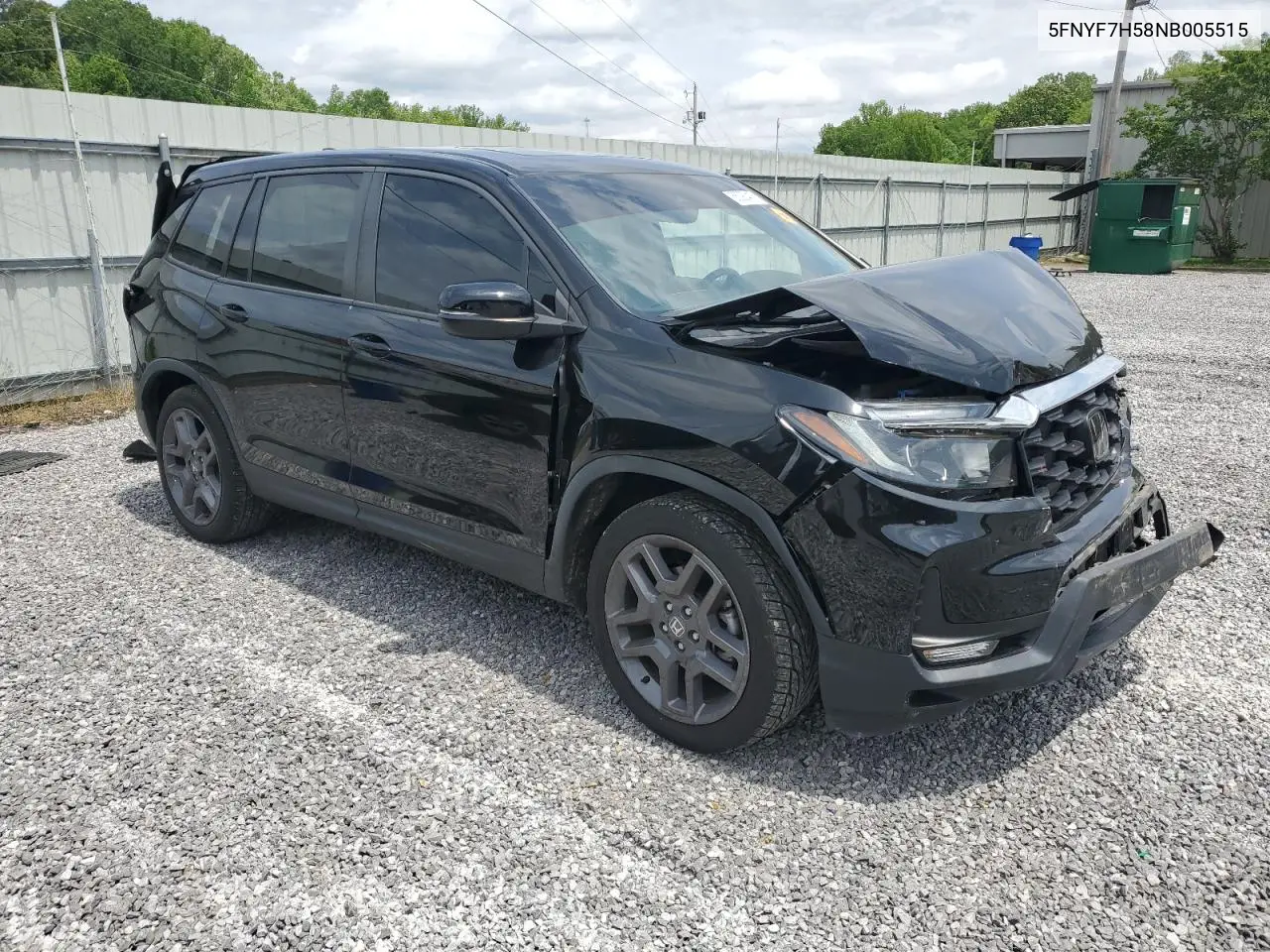 2022 Honda Passport Exl VIN: 5FNYF7H58NB005515 Lot: 55290415