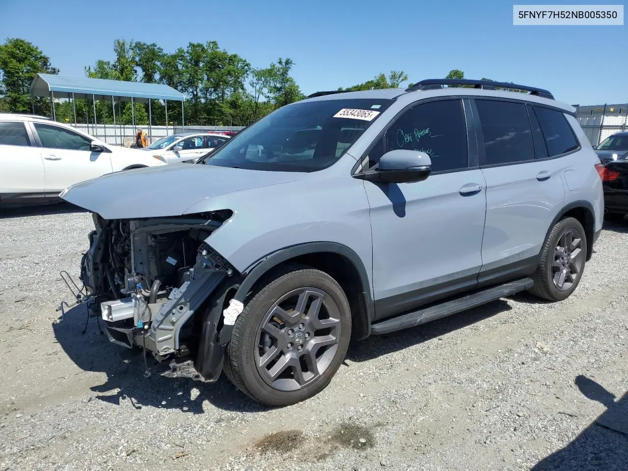 2022 Honda Passport Exl VIN: 5FNYF7H52NB005350 Lot: 55343065