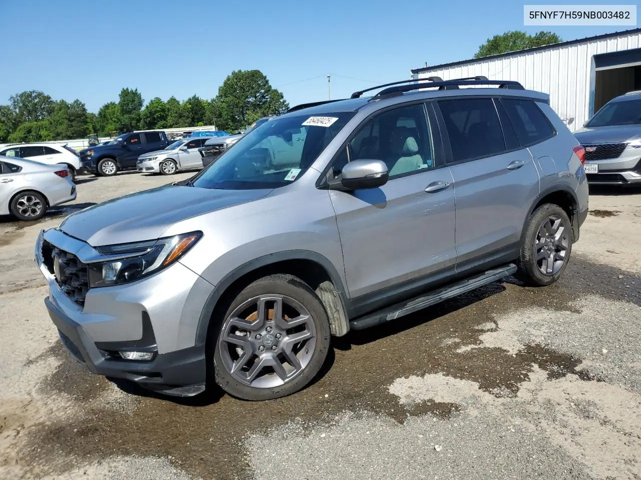 2022 Honda Passport Exl VIN: 5FNYF7H59NB003482 Lot: 55460425