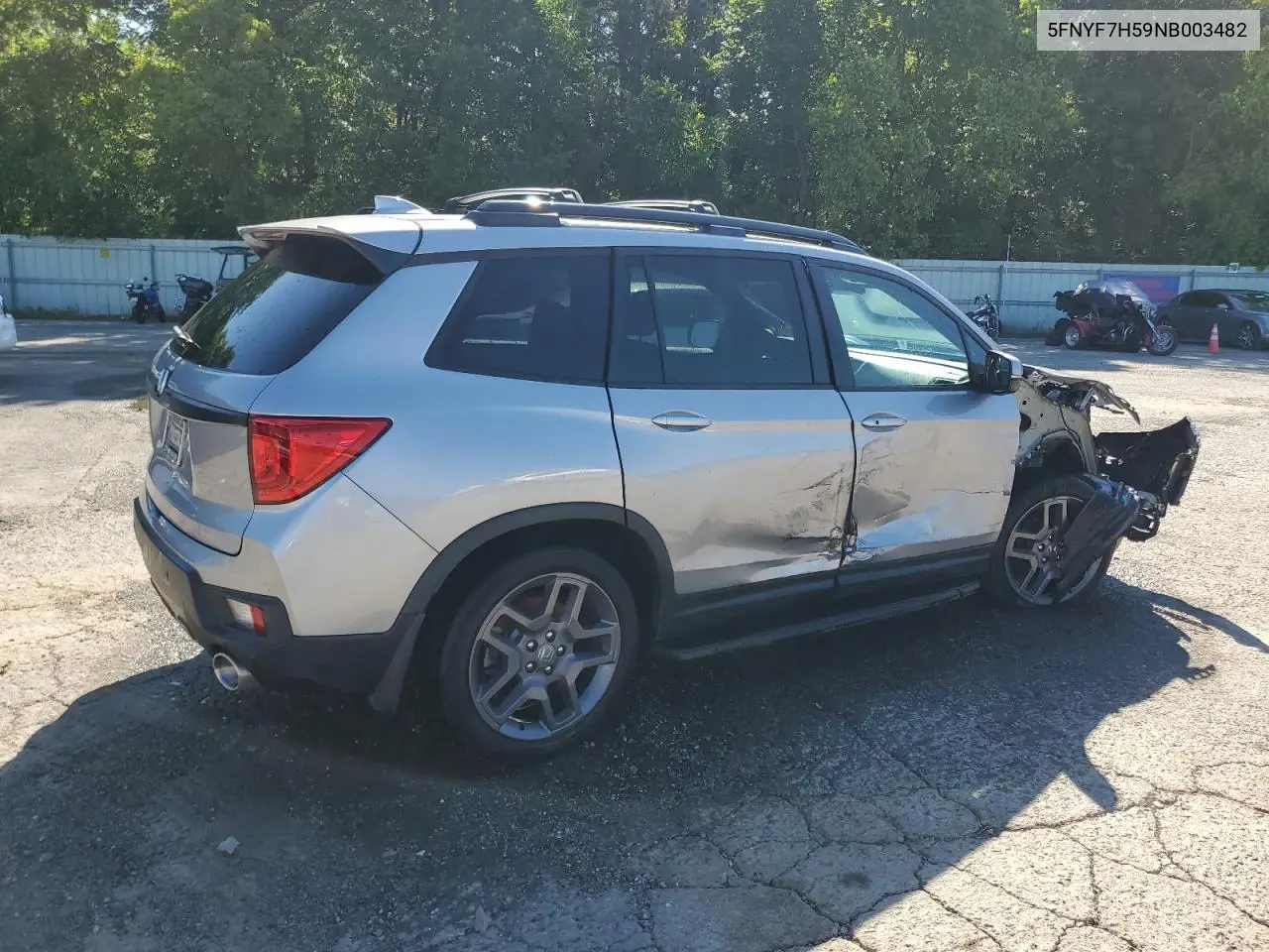 2022 Honda Passport Exl VIN: 5FNYF7H59NB003482 Lot: 55460425