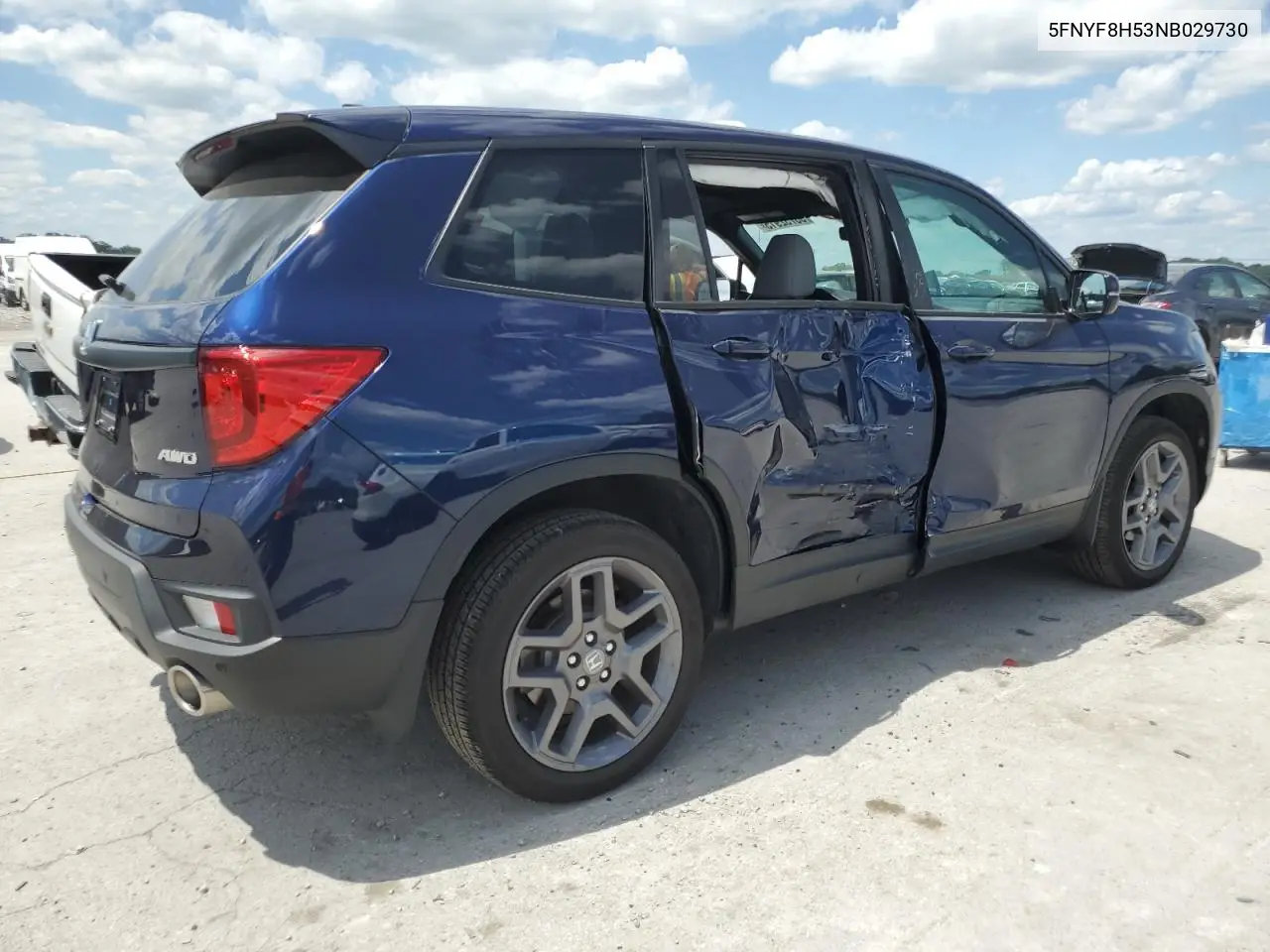 2022 Honda Passport Exl VIN: 5FNYF8H53NB029730 Lot: 55752915