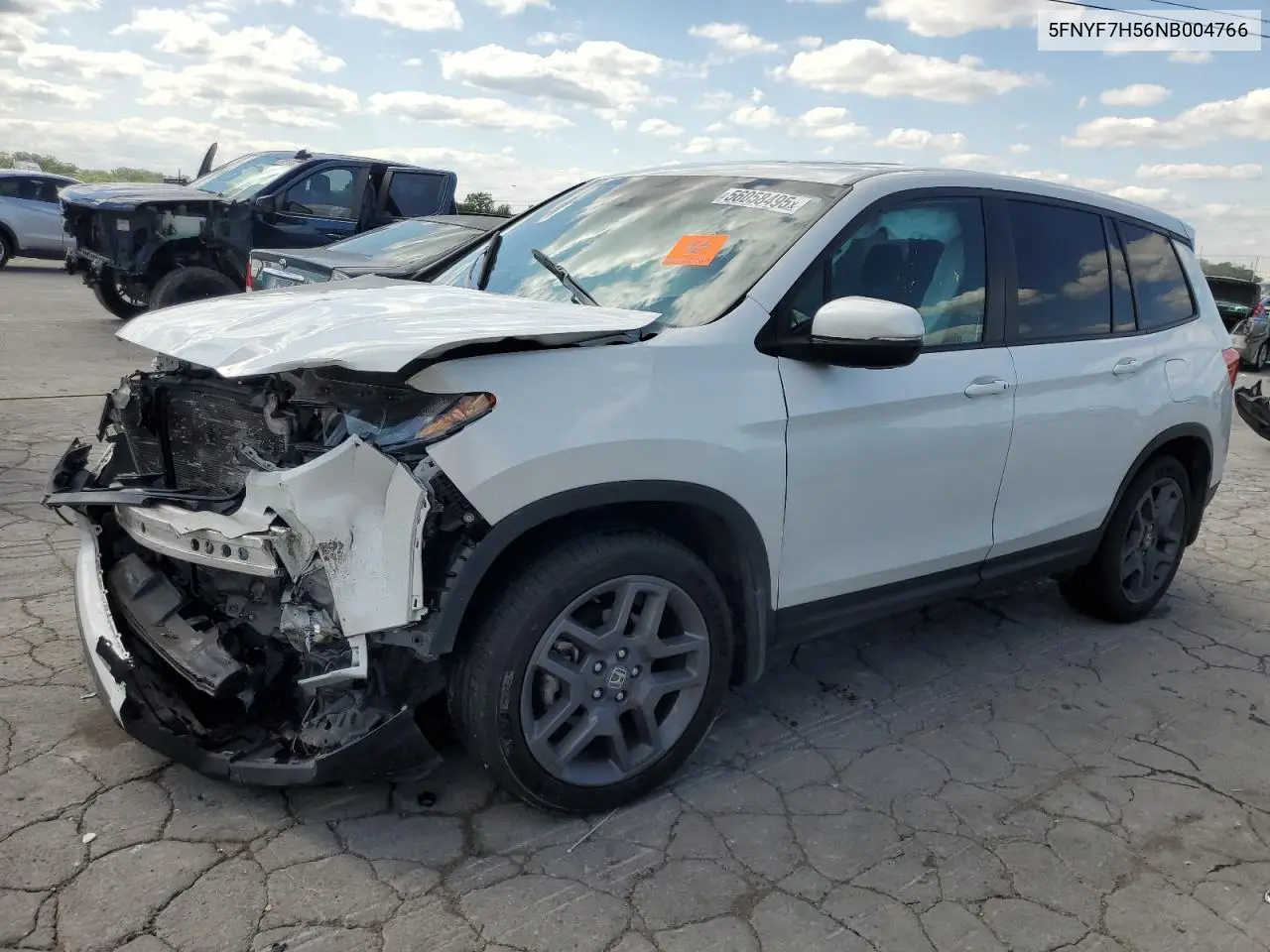 2022 Honda Passport Exl VIN: 5FNYF7H56NB004766 Lot: 56058495