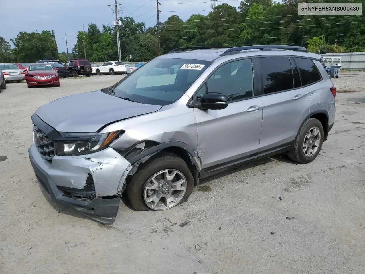 2022 Honda Passport Trail Sport VIN: 5FNYF8H6XNB000430 Lot: 57021055