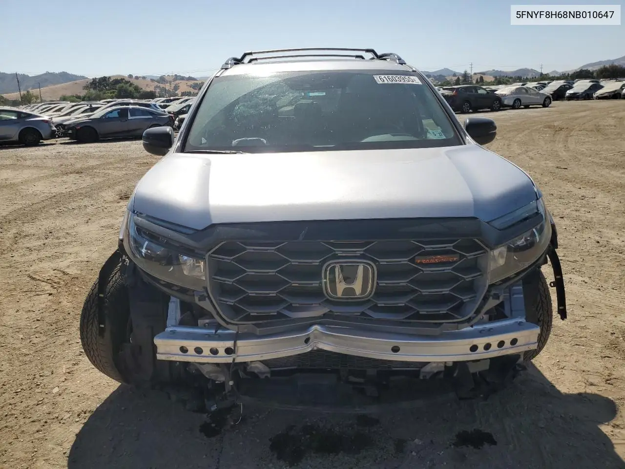 2022 Honda Passport Trail Sport VIN: 5FNYF8H68NB010647 Lot: 61603955
