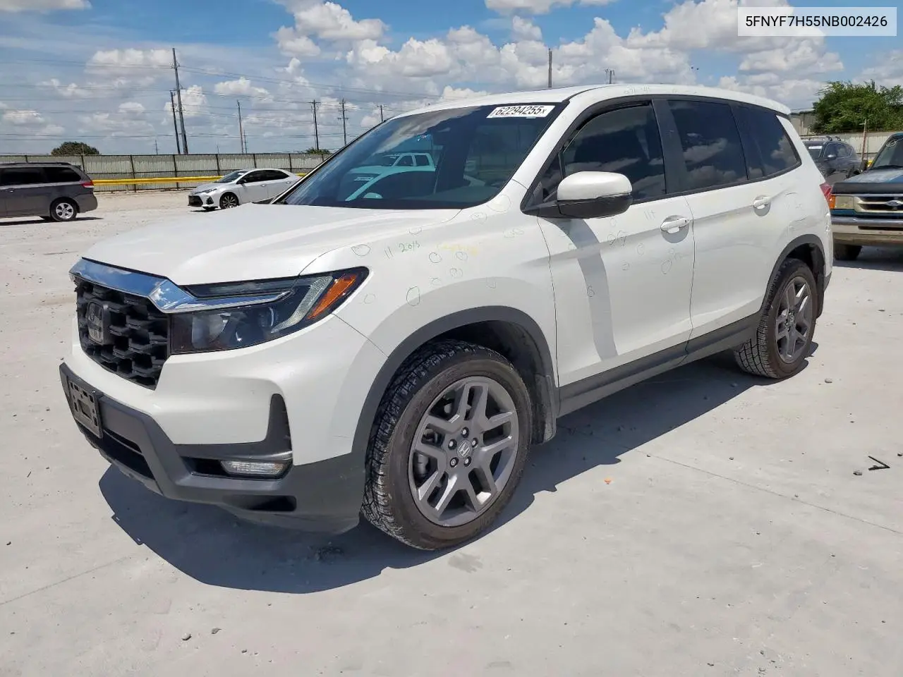 2022 Honda Passport Exl VIN: 5FNYF7H55NB002426 Lot: 62294255
