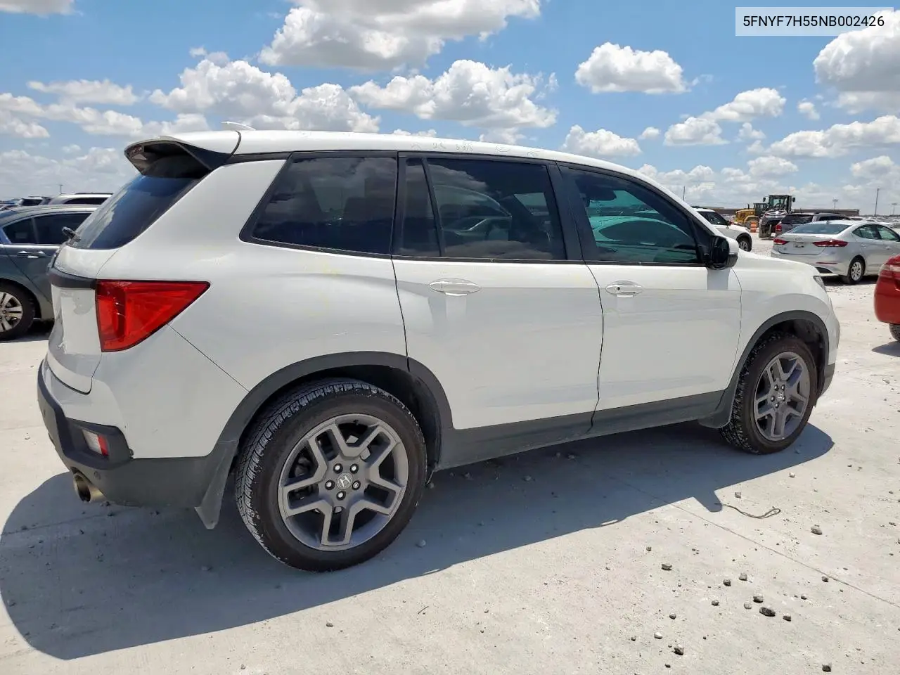 2022 Honda Passport Exl VIN: 5FNYF7H55NB002426 Lot: 62294255