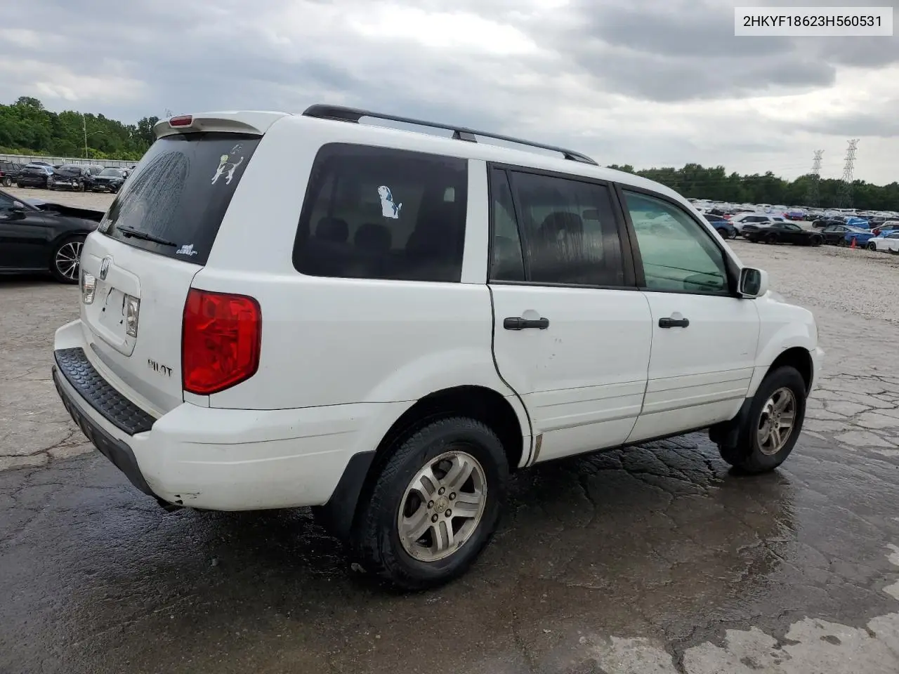 2003 Honda Pilot Exl VIN: 2HKYF18623H560531 Lot: 57120675