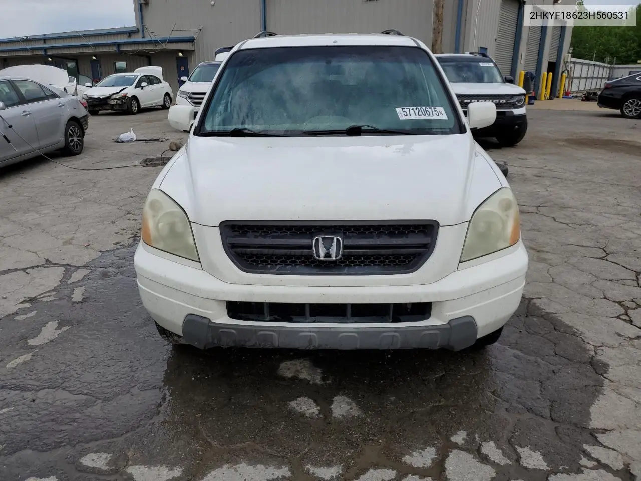 2003 Honda Pilot Exl VIN: 2HKYF18623H560531 Lot: 57120675