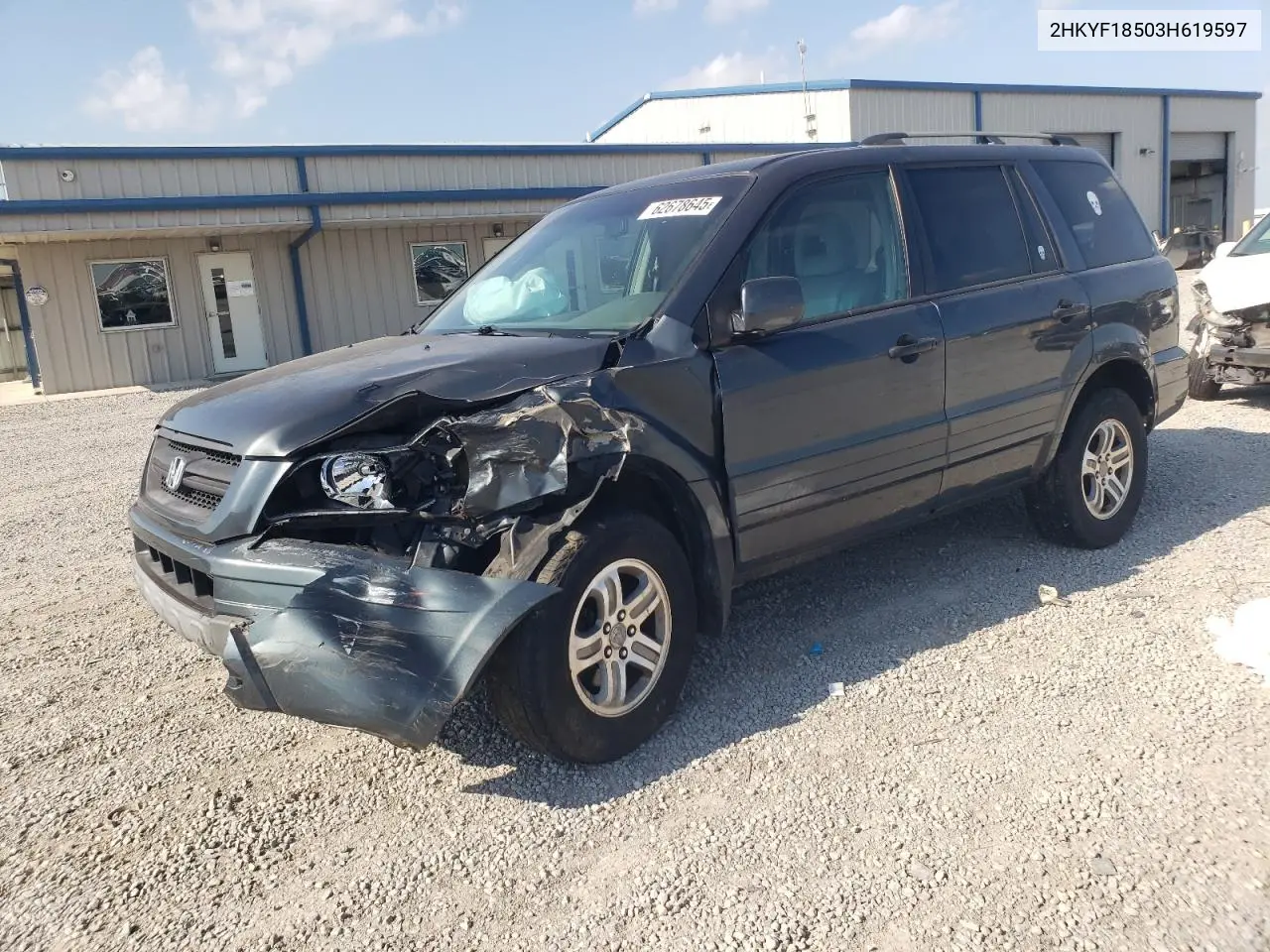 2003 Honda Pilot Exl VIN: 2HKYF18503H619597 Lot: 62678645