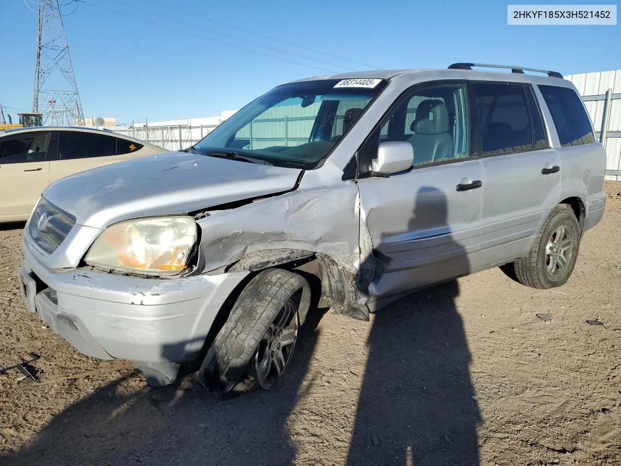 2003 Honda Pilot Exl VIN: 2HKYF185X3H521452 Lot: 88314405