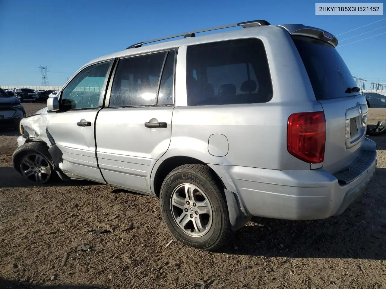2003 Honda Pilot Exl VIN: 2HKYF185X3H521452 Lot: 88314405