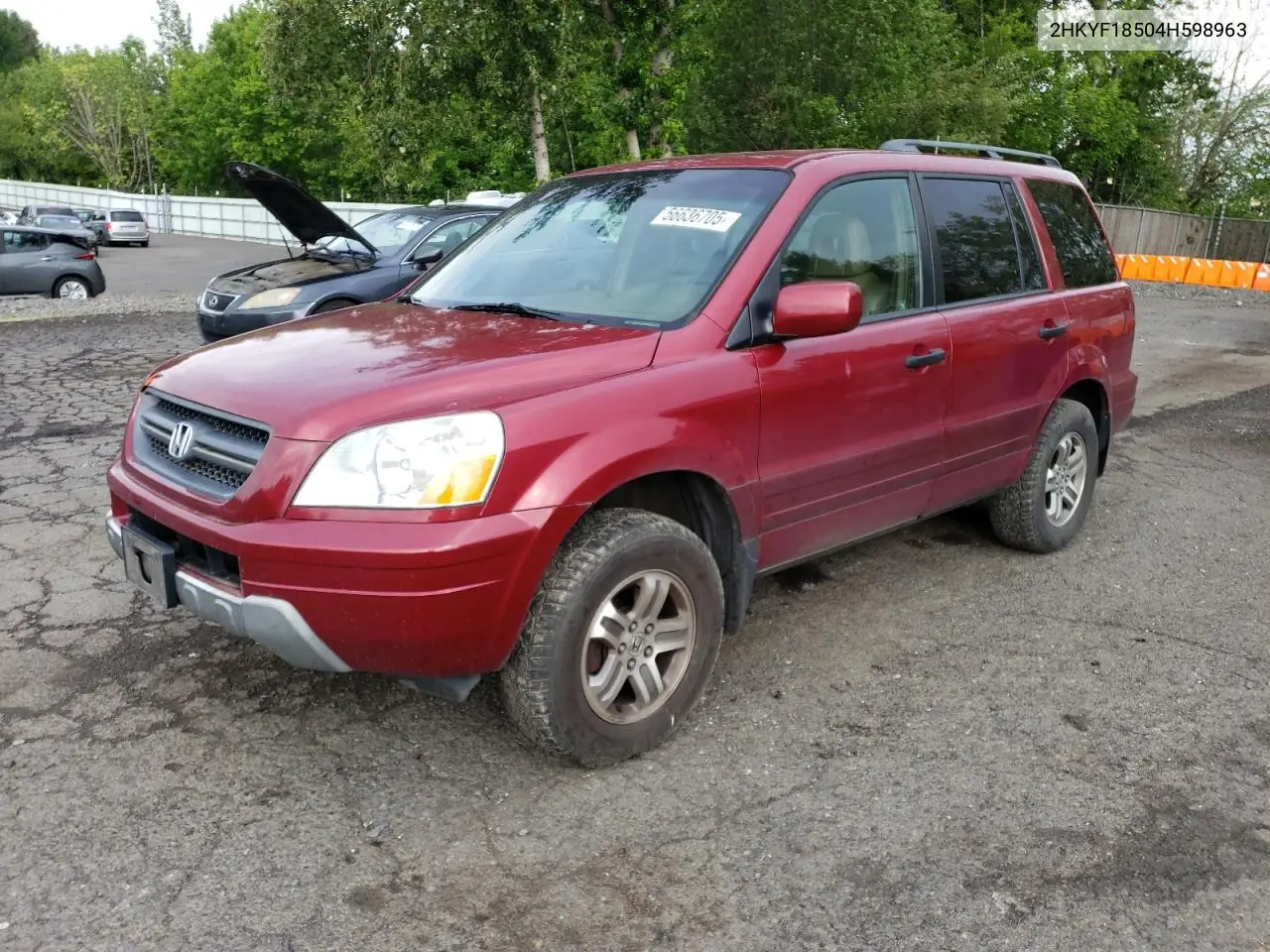 2004 Honda Pilot Exl VIN: 2HKYF18504H598963 Lot: 56636705