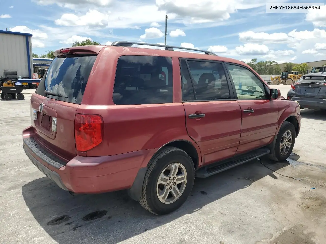 2004 Honda Pilot Exl VIN: 2HKYF18584H558954 Lot: 62541605