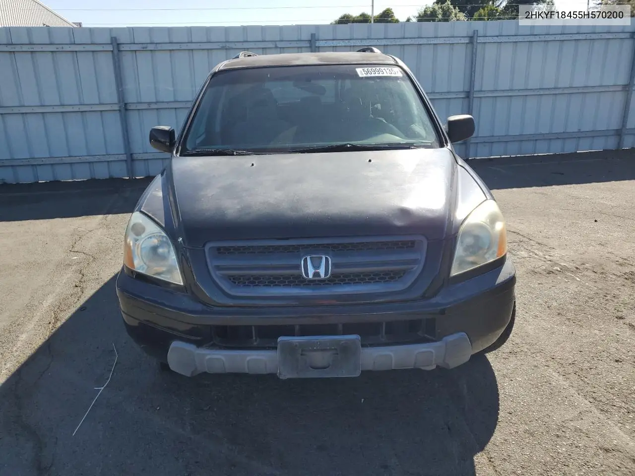 2005 Honda Pilot Ex VIN: 2HKYF18455H570200 Lot: 56999135