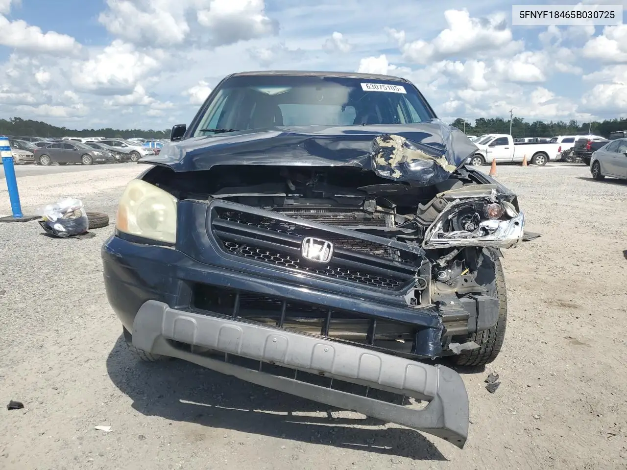 2005 Honda Pilot Ex VIN: 5FNYF18465B030725 Lot: 63075105