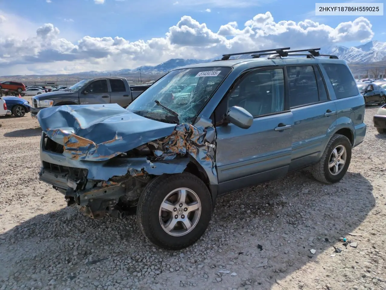 2006 Honda Pilot Ex VIN: 2HKYF18786H559025 Lot: 51434785
