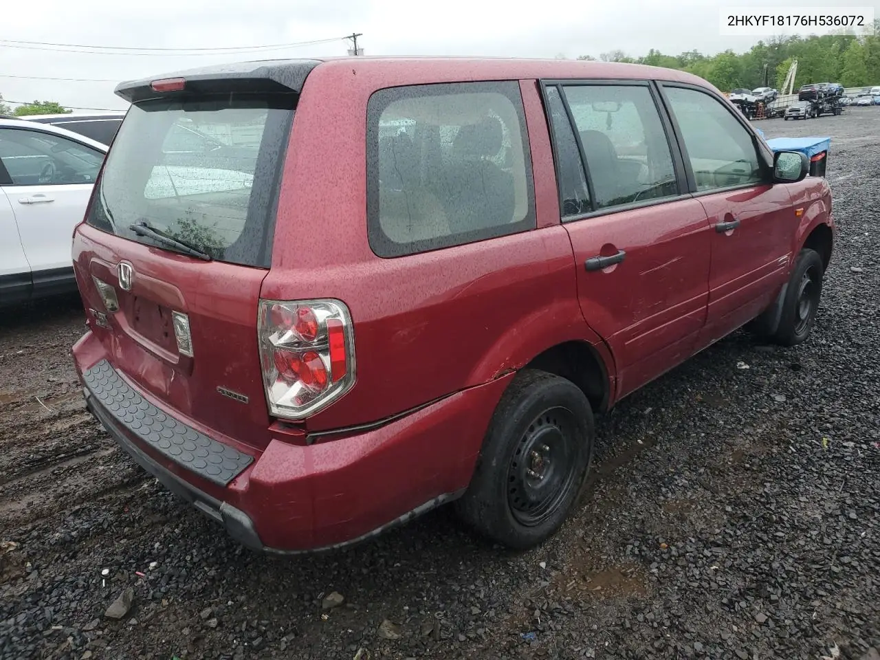 2006 Honda Pilot Lx VIN: 2HKYF18176H536072 Lot: 56572125