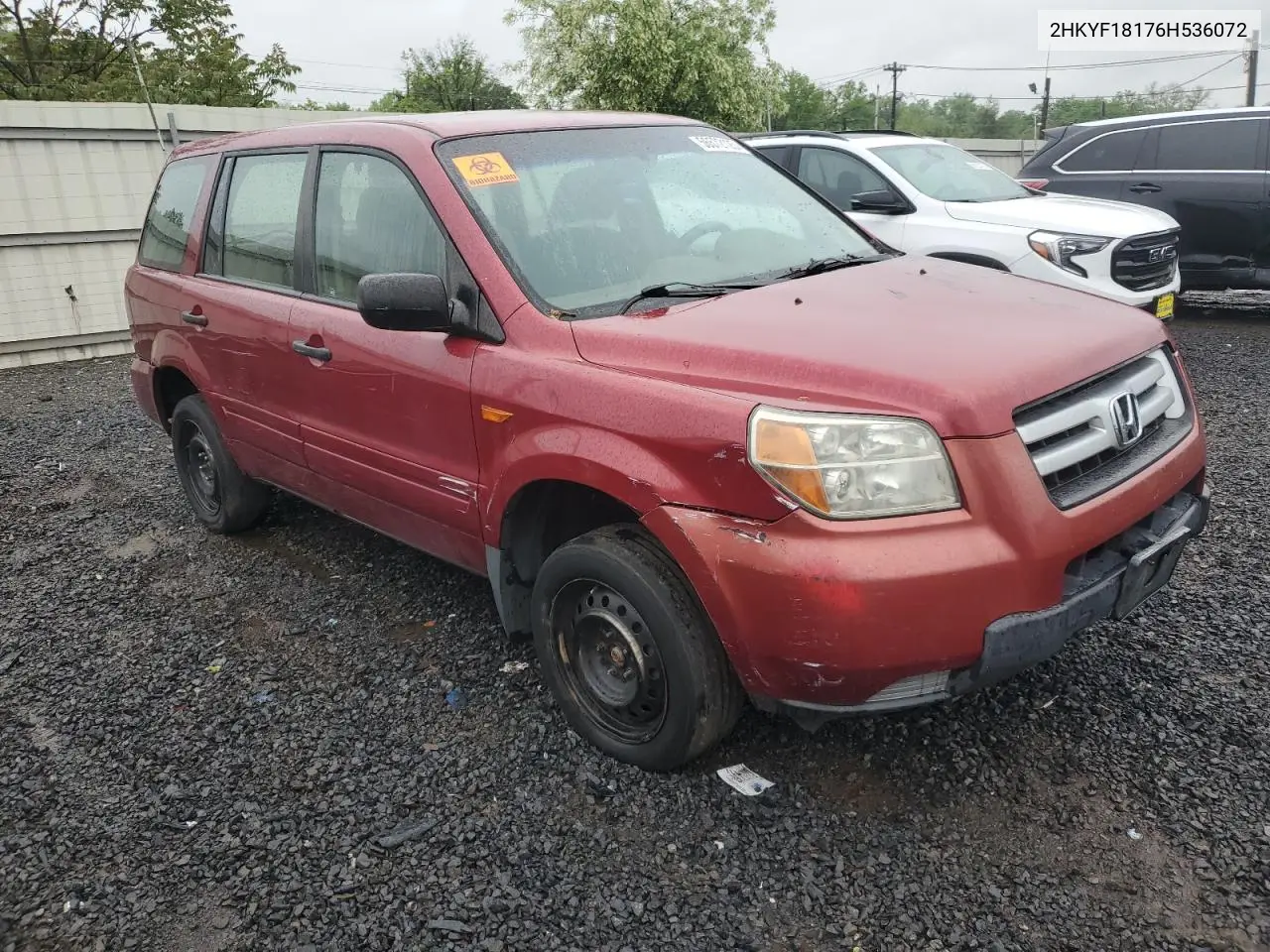 2006 Honda Pilot Lx VIN: 2HKYF18176H536072 Lot: 56572125