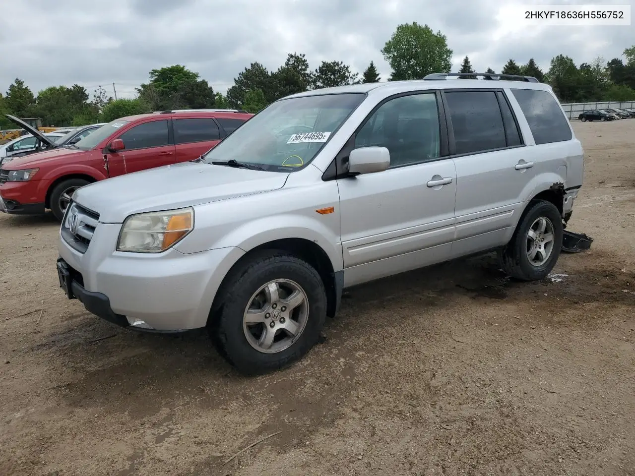 2006 Honda Pilot Ex VIN: 2HKYF18636H556752 Lot: 56744695