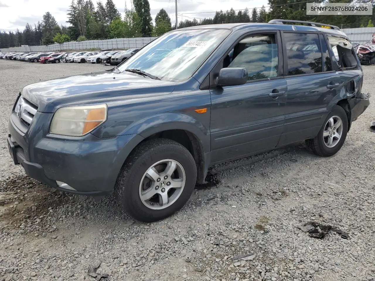 5fnyf28576b024206 5FNYF28576B024206 2006 Honda Pilot Ex