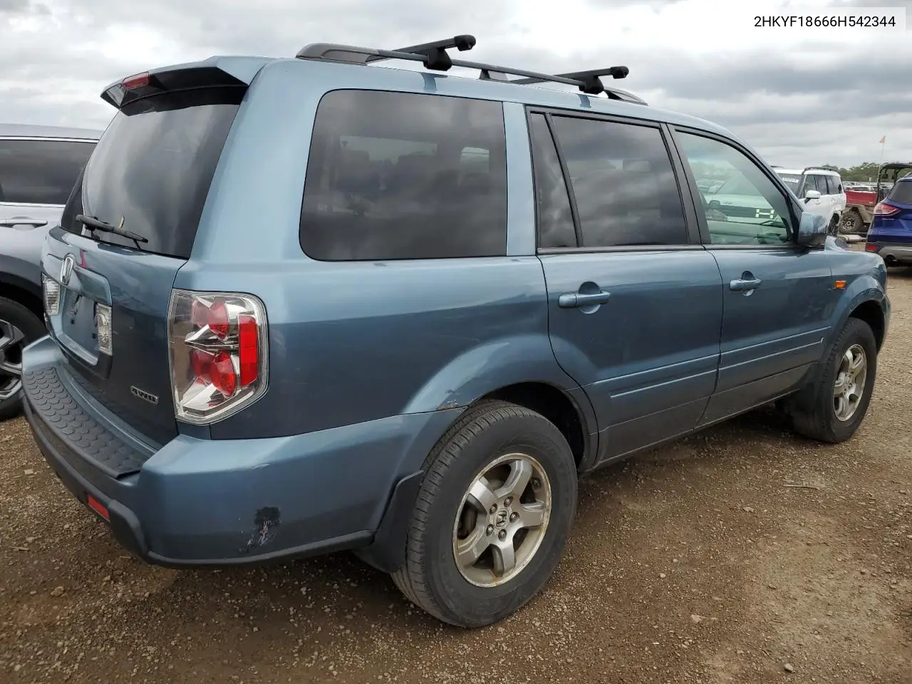 2006 Honda Pilot Ex VIN: 2HKYF18666H542344 Lot: 62555145