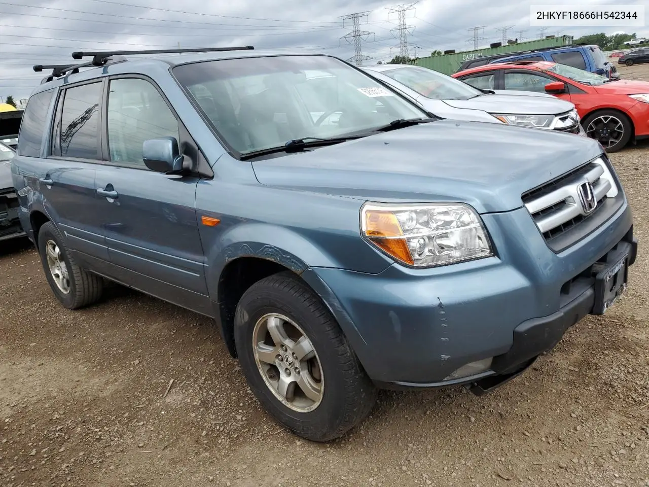 2006 Honda Pilot Ex VIN: 2HKYF18666H542344 Lot: 62555145