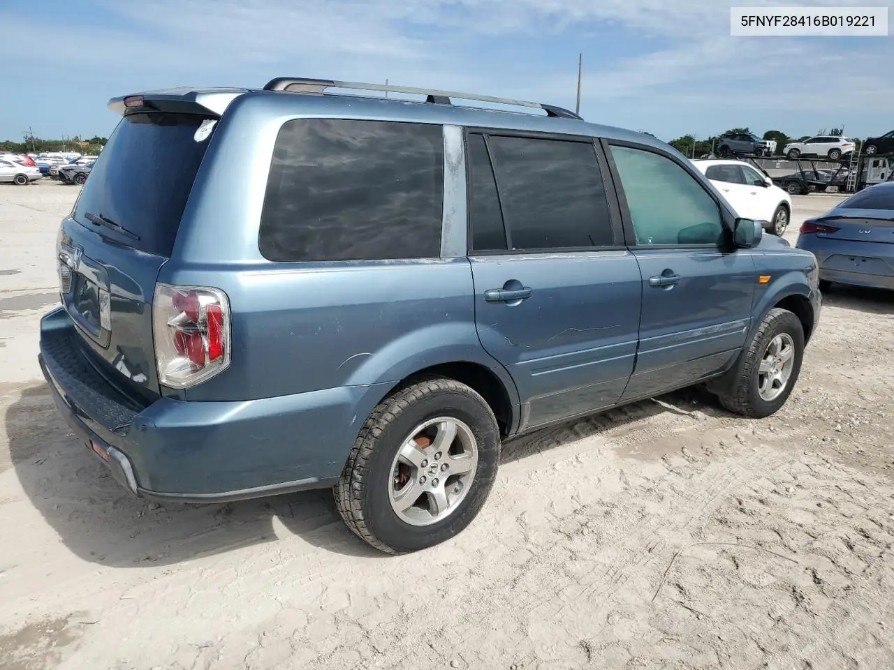 2006 Honda Pilot Ex VIN: 5FNYF28416B019221 Lot: 63259505
