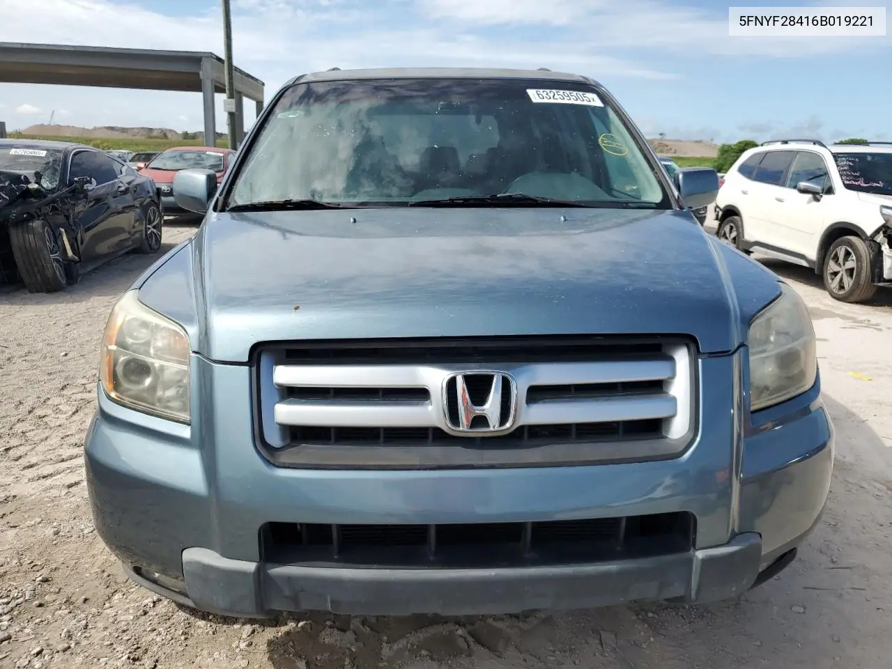 2006 Honda Pilot Ex VIN: 5FNYF28416B019221 Lot: 63259505