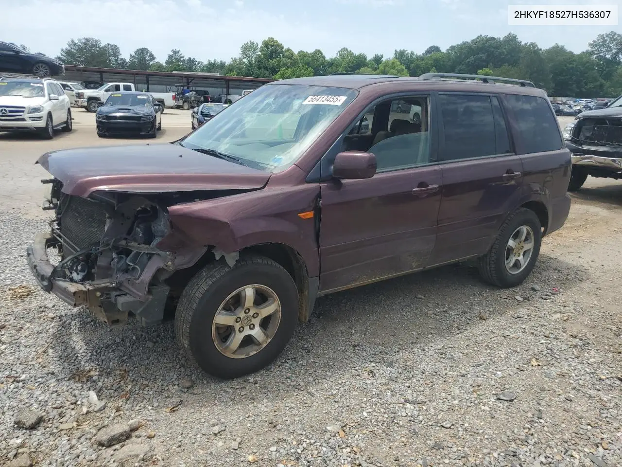 2007 Honda Pilot Exl VIN: 2HKYF18527H536307 Lot: 56413455