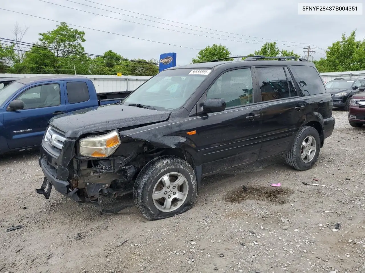 2007 Honda Pilot Ex VIN: 5FNYF28437B004351 Lot: 56585555