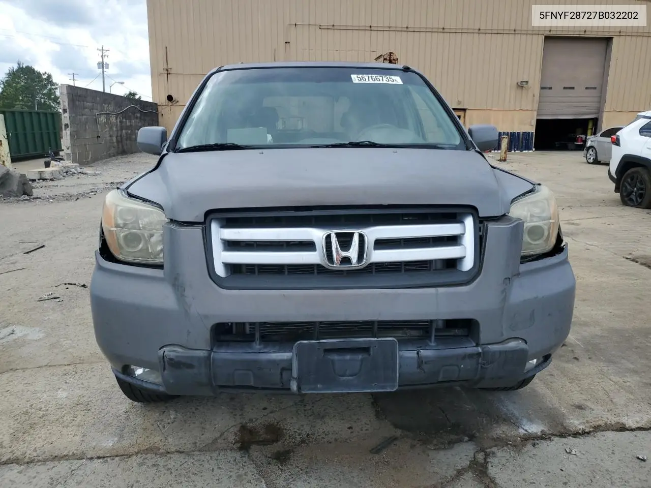 2007 Honda Pilot Exl VIN: 5FNYF28727B032202 Lot: 56766735
