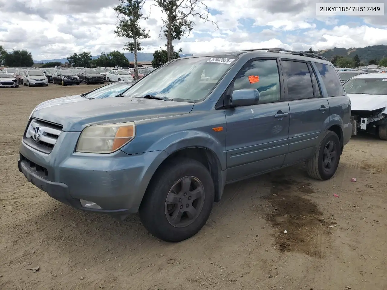 2007 Honda Pilot Exl VIN: 2HKYF18547H517449 Lot: 57093925