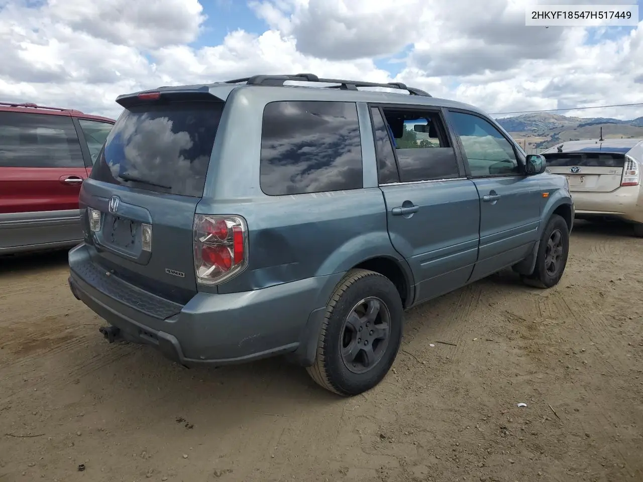 2007 Honda Pilot Exl VIN: 2HKYF18547H517449 Lot: 57093925